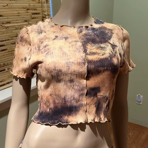 Blanc Ribbed Tie-dye Crop T-shirt Size XL
